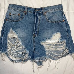 Signature 8 High waisted distressed jean shorts